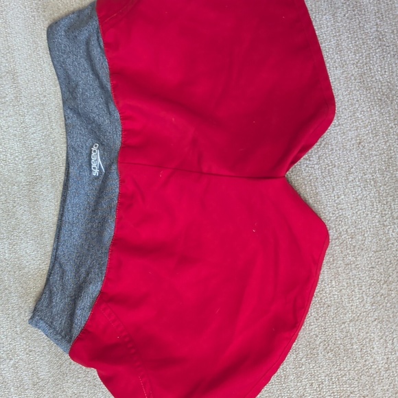 Speedo Red and Gray Women's Lifeguard Athletic Shorts - Picture 4 of 5
